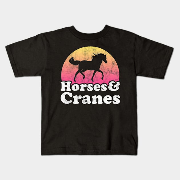 Horses and Cranes Gift for Horse Lovers Kids T-Shirt by JKFDesigns